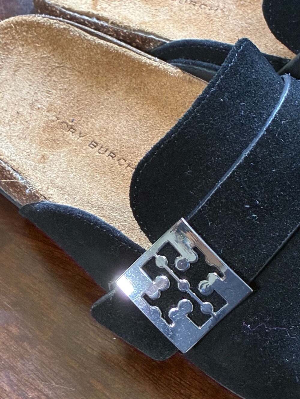 Tory Burch Mellow Black Suede Mules - Picture 2 of 4